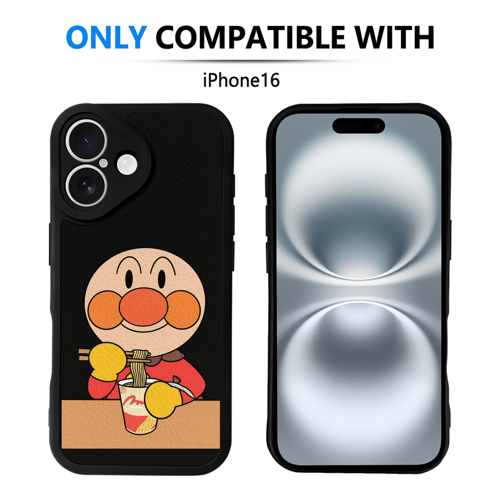 （画像用） アンパンマン Anpanman 【iPhone 16シリーズ対応】シリコンスマホケース（レザー調） 材質：シリコン